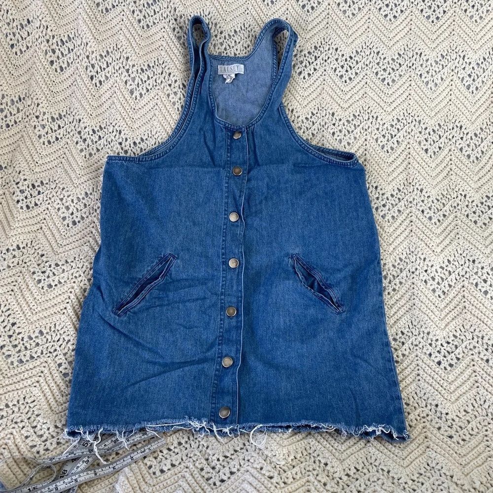 Vintage Dress Denim Cut Off 90s 8p Med Pockets Button Down Country Festival Blue